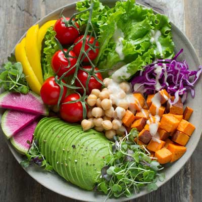 plate filled with fresh vegetables